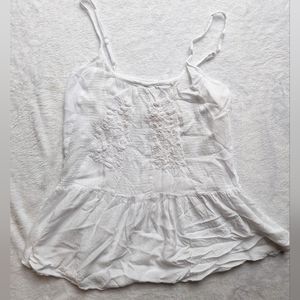 Earthbound Trading Co. White Embroidered Flowy Top
